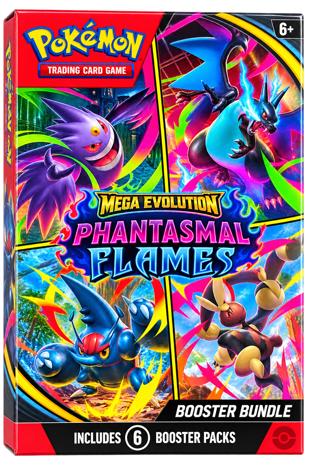 Pokémon TCG Mega Evolution Phantasmal Flames Booster Bundle – 6 Booster Packs