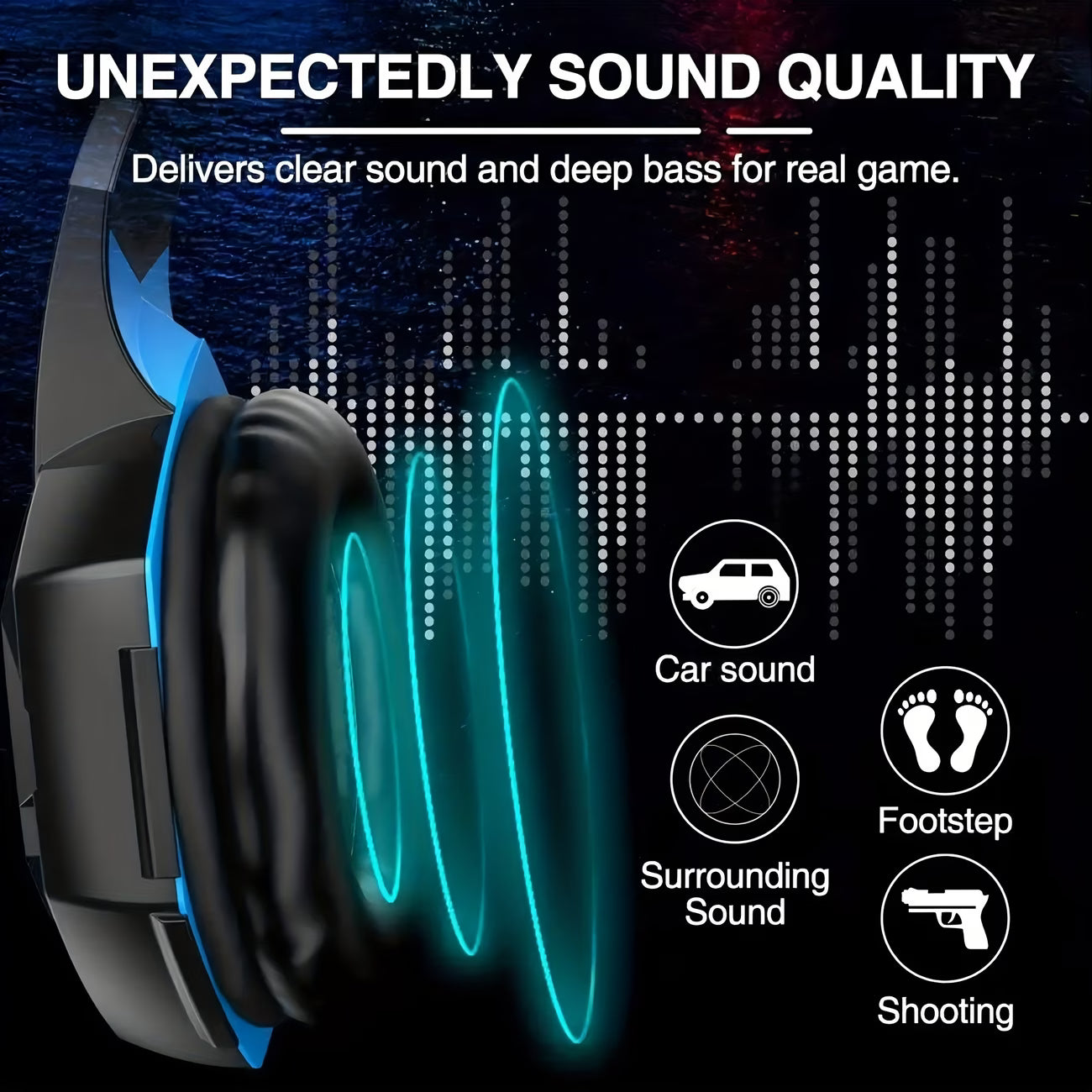 G2000 Gaming Headset - Over Ear Wired Headphones with Mic - LED Light for PC Game, Video Games Ps 5
