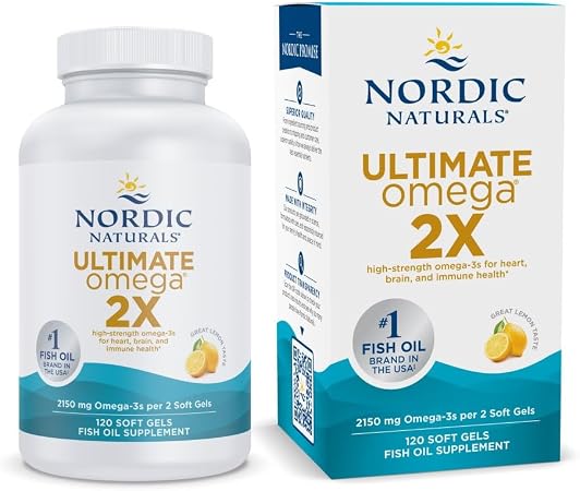 Nordic Naturals Ultimate Omega 2X, Lemon – 120 Soft Gels, 2150mg Extra Strength Fish Oil with EPA & DHA