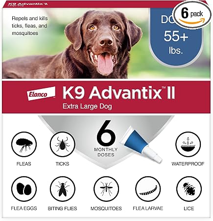 K9 Advantix II Flea, Tick & Mosquito Treatment for XL Dogs Over 55 lbs, 6 Month Supply