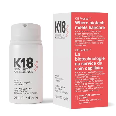 K18 Leave-In Molecular Repair Hair Mask – Patented K18Peptide Treatment, Reverses Damage in 4 Minutes from Bleach, Color & Heat