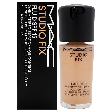 MAC Studio Fix Fluid Foundation SPF 15 - NC27 | 24Hr Matte, Oil Control Liquid Foundation for Women, 1 oz