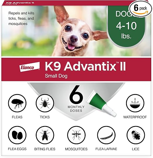 K9 Advantix II Flea, Tick & Mosquito Treatment for Small Dogs 4-10 lbs, 6 Month Supply