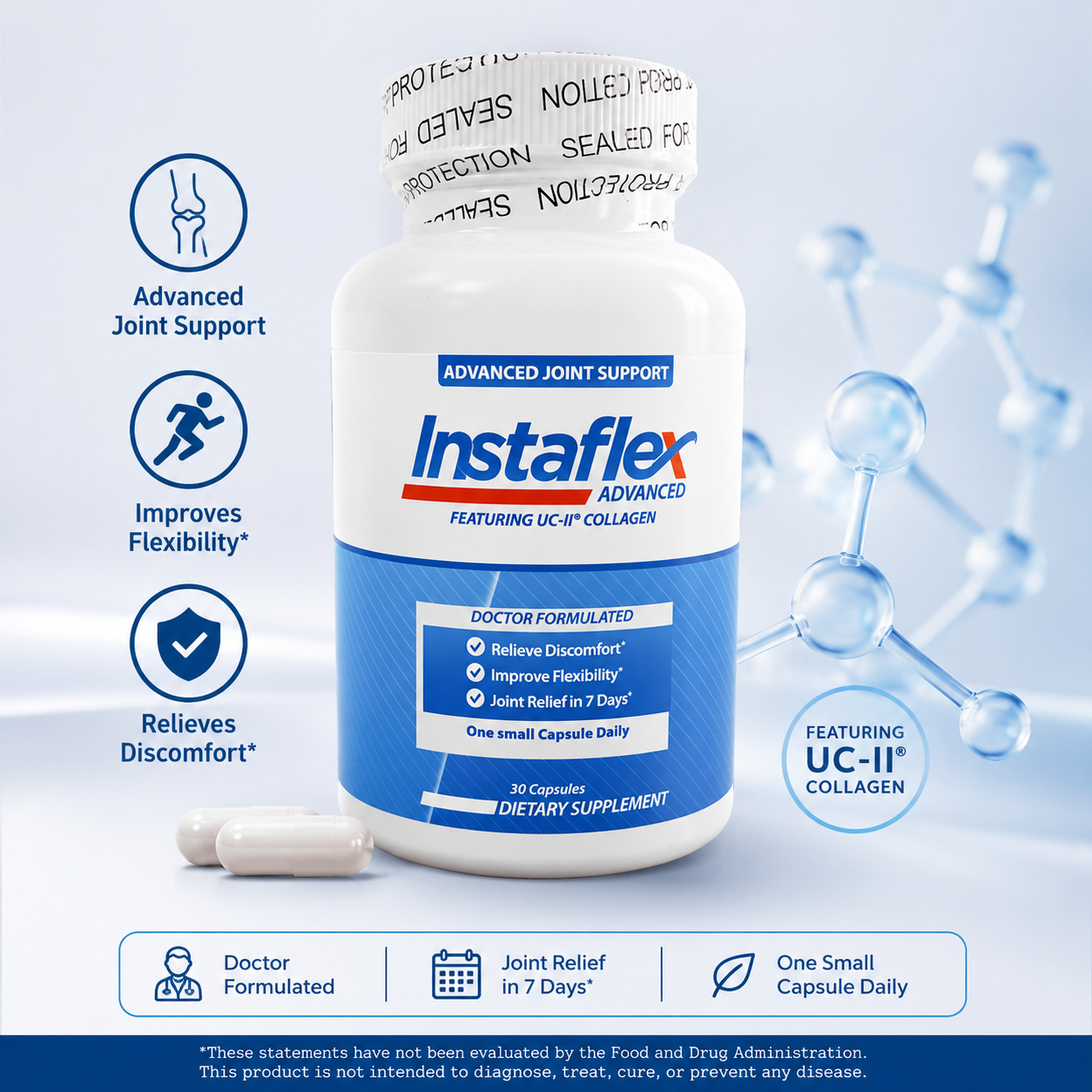 Instaflex Advanced Joint Support Supplement Collagen Formula for Flexibility, Mobility & Joint Comfort – 30 Capsules