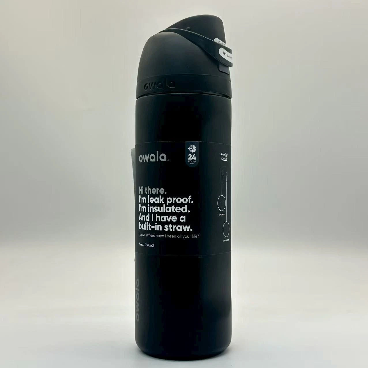 Owala FreeSip Insulated Stainless Steel Water Bottle, 24oz Very Very Dark