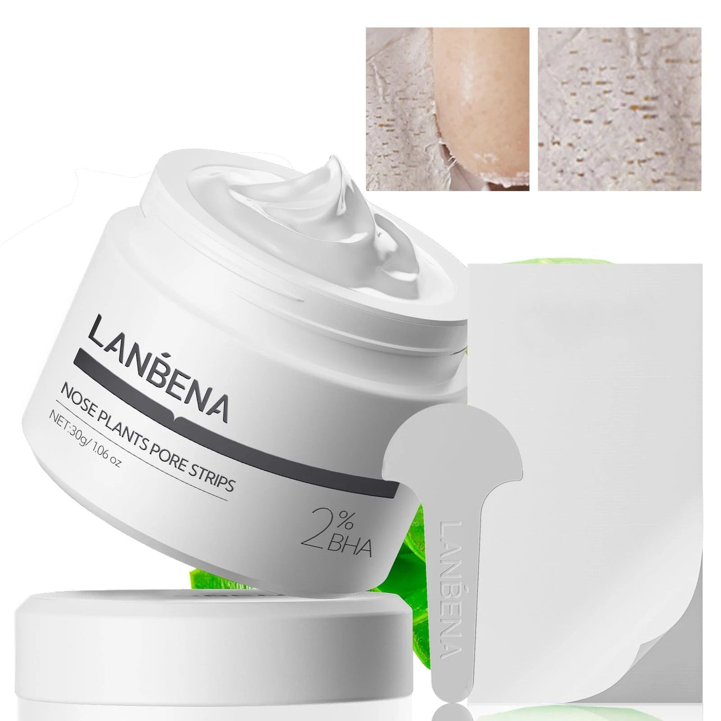 LANBENA 2.0 Nose Pore Strips Blackhead Remover Peel-Off Mask with Salicylic Acid & Amazonian White Clay, 60 Strips