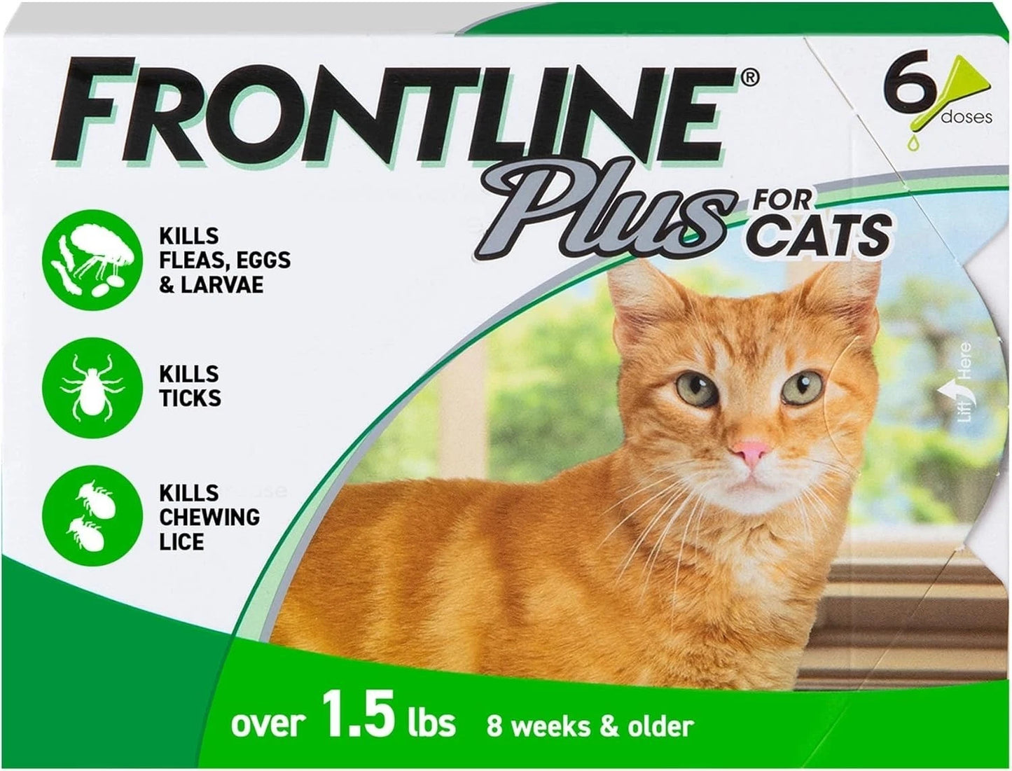 Frontline Plus Flea and Tick Treatment for Cats Over 1.5 lbs, 6 Month Supply