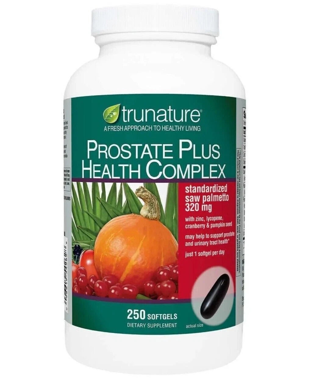 TruNature Prostate Plus Health Complex, Saw Palmetto & Zinc, 250 Softgels