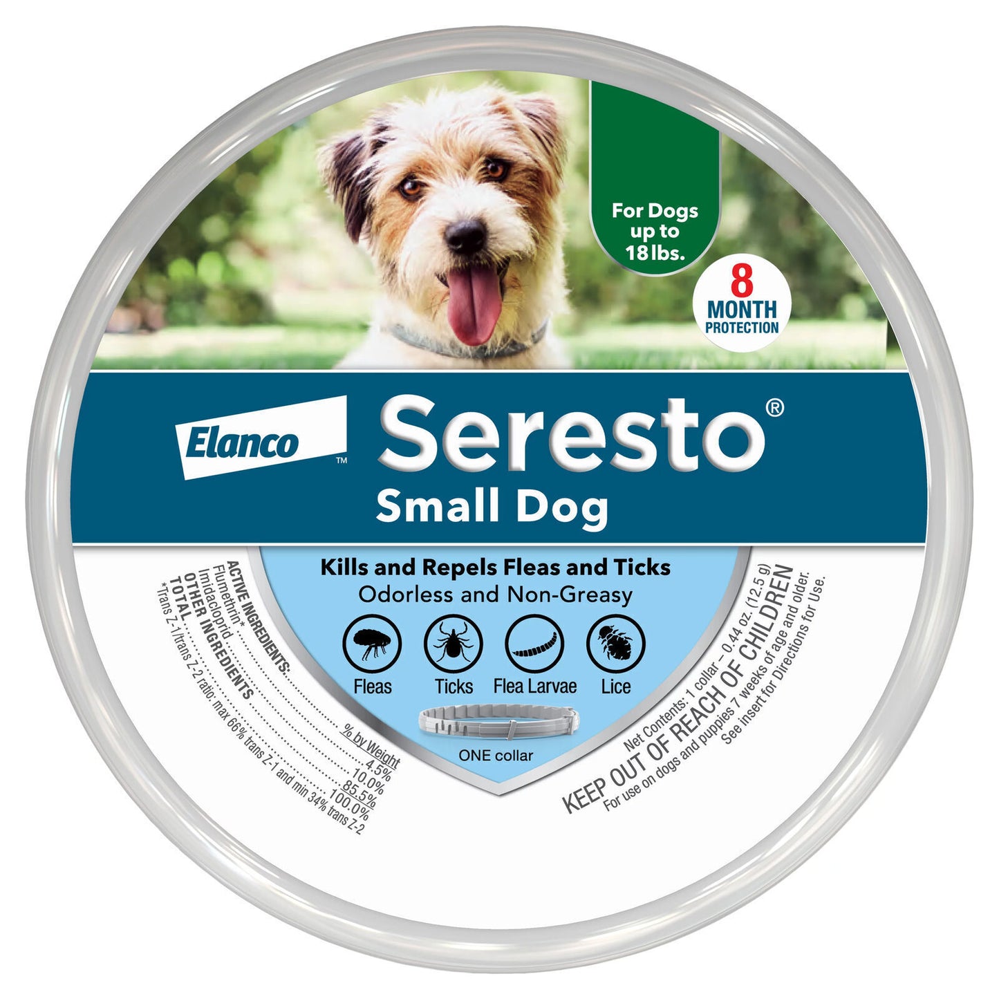 Seresto Flea and Tick Collar for Small Dogs Under 18 lbs – 8 Months Continuous Protection
