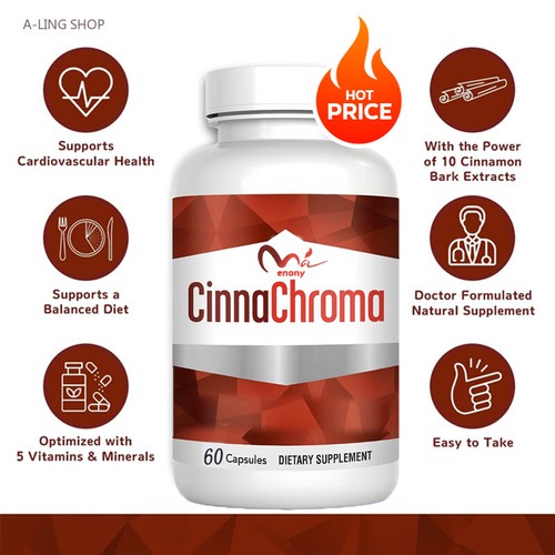 CinnaChroma Cinnamon Supplement with Chromium & Vanadium, 60 Capsules