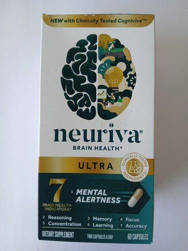 NEURIVA Ultra Brain Health Supplement, 60 Capsules – Mental Alertness, Memory & Focus with Cognivive