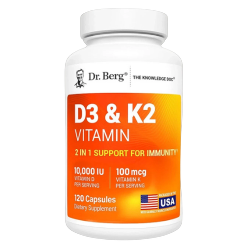 Dr. Berg Vitamin D3 K2 with MCT Oil, 10,000 IU D3, 120 Capsules