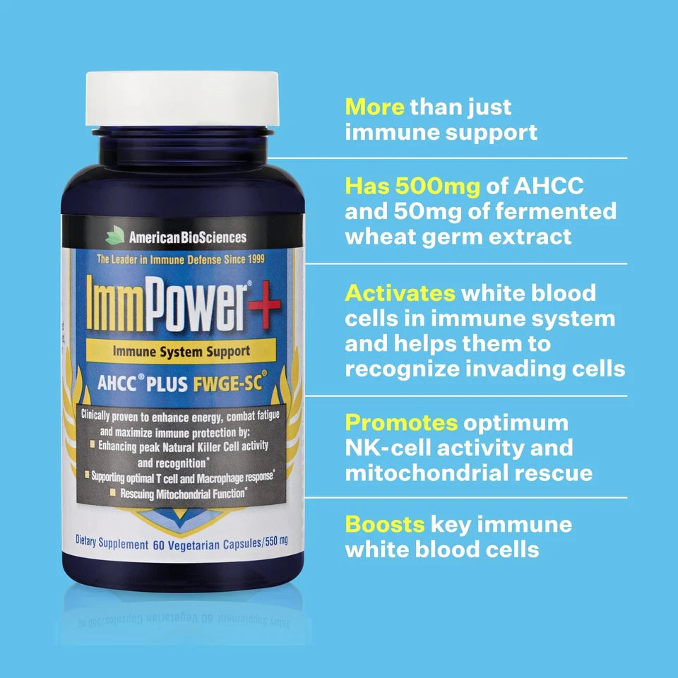 American Biosciences ImmPower AHCC Immune Support Supplement – 500mg | 30 Vegetarian Capsules