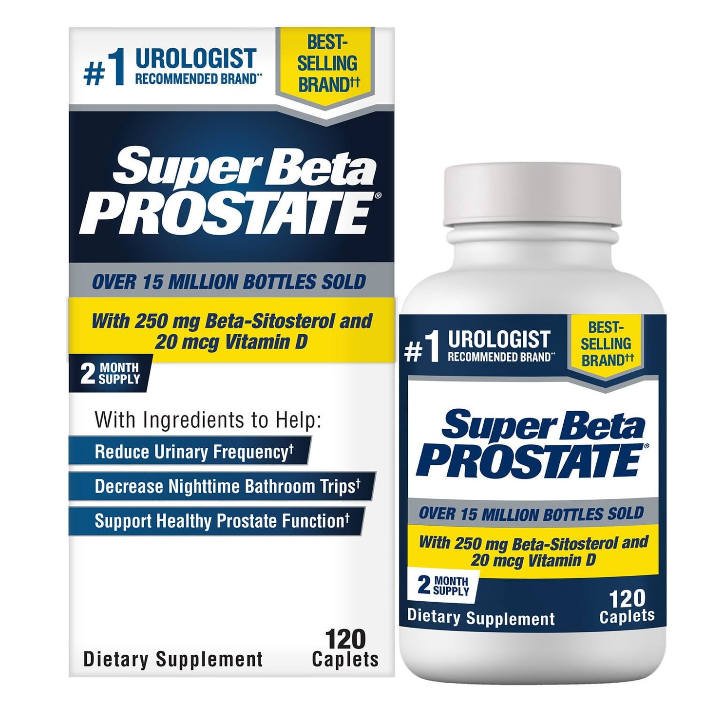 Super Beta Prostate Supplement for Men, 120 Caplets – 250mg Beta-Sitosterol Prostate & Urinary Support