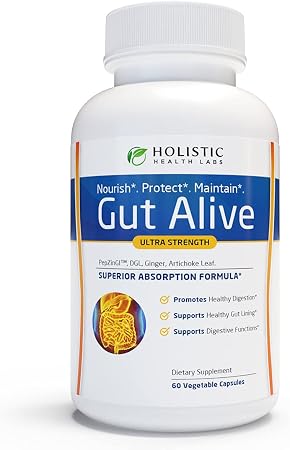 Gut Alive Natural Digestive & Gut Lining Support Supplement, 60 Count