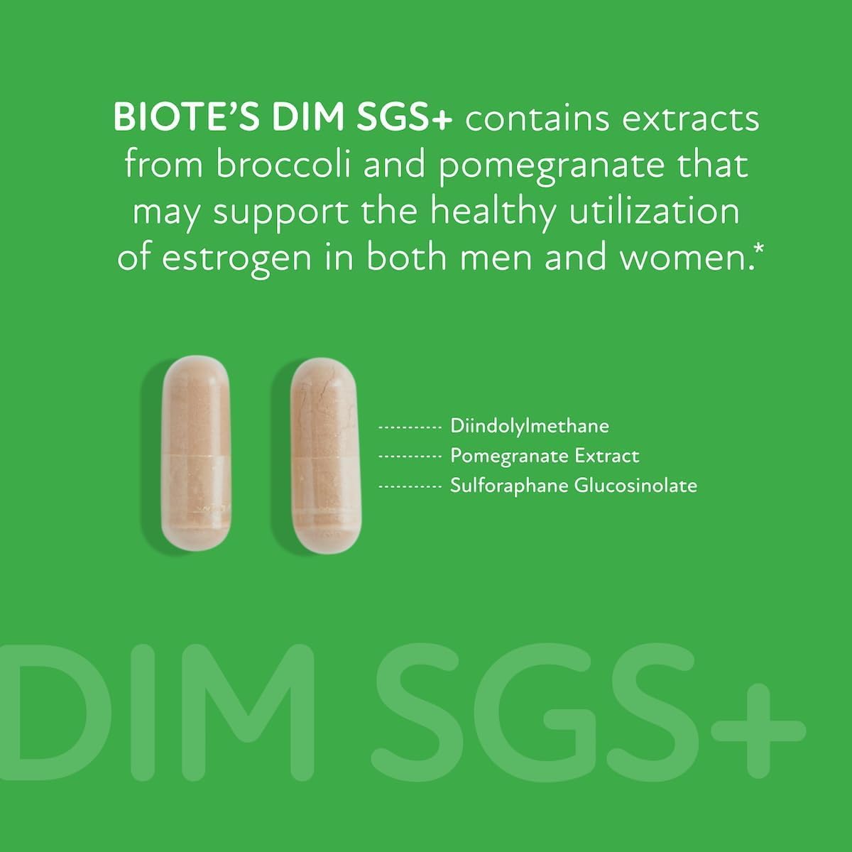 Biote DIM SGS+ Hormone & Detox Support Supplement – DIM, SGS & Pomegranate | 60 Capsules