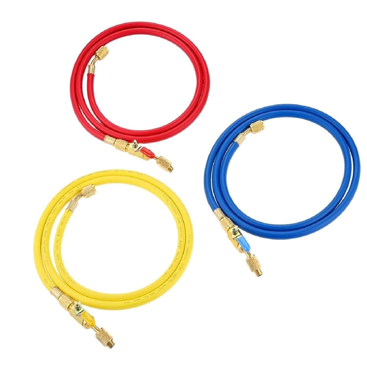 PS Pro-Set HP5E 5FT HVAC Refrigerant Charging Hose Set, 800 PSI – Blue/Red/Yellow, Set of 3
