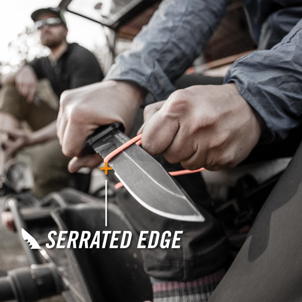 Gerber StrongArm Fixed Blade Tactical Knife, Black Serrated Edge – Full Tang 420HC Survival Knife