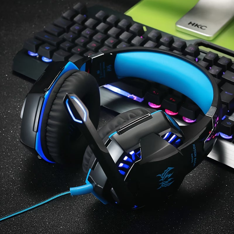 G2000 Gaming Headset - Over Ear Wired Headphones with Mic - LED Light for PC Game, Video Games Ps 5