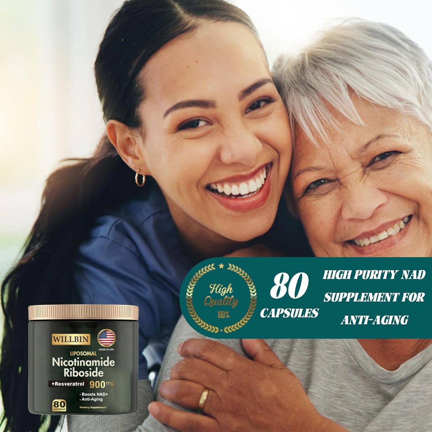 NAD+ Supplement for Anti-Aging, Energy & Focus – with Nicotinamide Riboside & Resveratrol