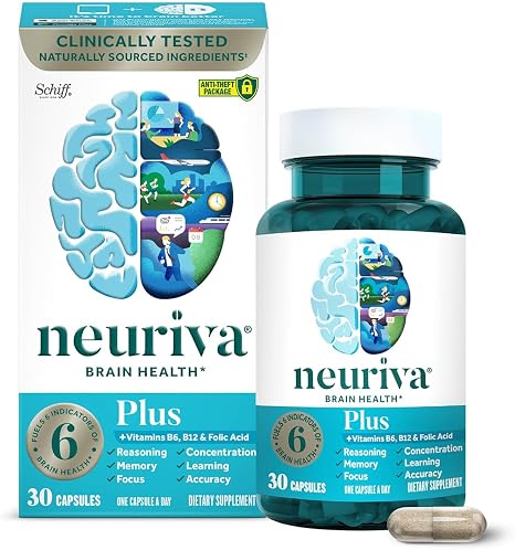 NEURIVA Plus Brain Supplement for Memory & Focus, 30 Capsules – Neurofactor & Phosphatidylserine