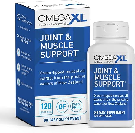 OmegaXL Joint Support Supplement – Natural Muscle Support with Green Lipped Mussel Oil | 120 Softgels