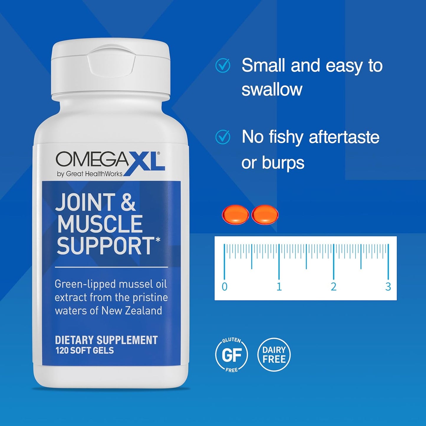 OmegaXL Joint Support Supplement – Natural Muscle Support with Green Lipped Mussel Oil | 120 Softgels