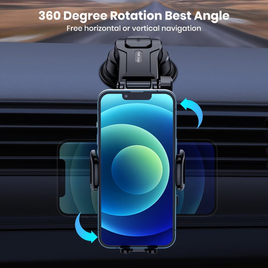 Car Phone Holder Mount by TOPK - D38-C Enhanced Adjustable Cell Phone Holder for Car Dashboard - Works with All Phones in Both Horizontal And Vertical Positions