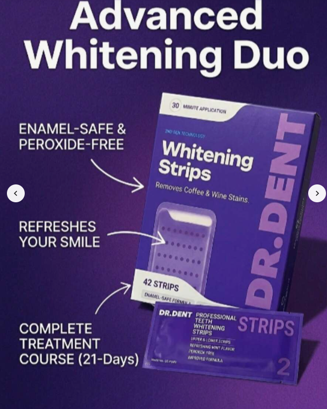 Purple Teeth Whitening Strips, 14Pcs Professional Dental Stain Remover, Peroxide-Free Sensitive Teeth Whitener, Rapid Whitening Patches For Coffee/Tea Smokers, 30-Min Instant Result Daily Dental Care.