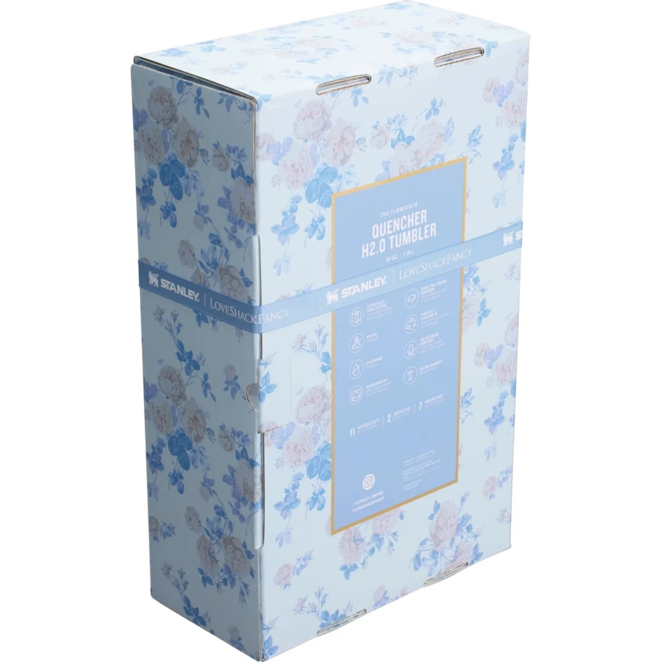 STANLEY X LOVE SHACK FANCY TUMBLER QUENCHER 40OZ - FLORAL BLUE (GIFT BOX)