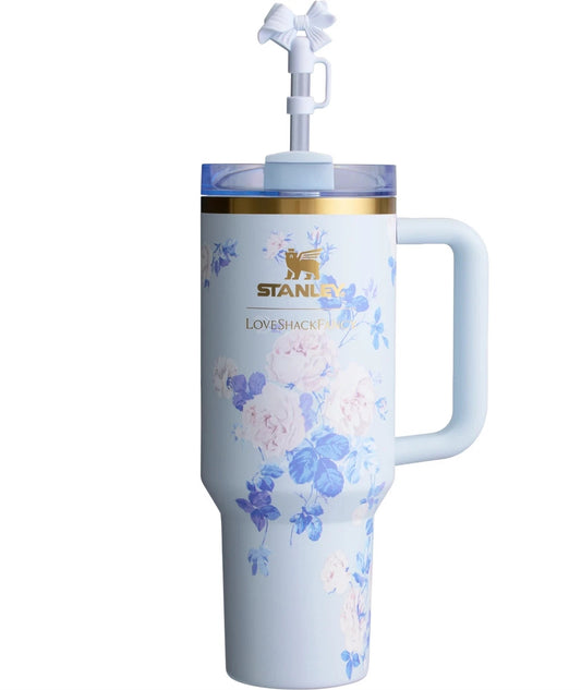 STANLEY X LOVE SHACK FANCY TUMBLER QUENCHER 40OZ - FLORAL BLUE (GIFT BOX)