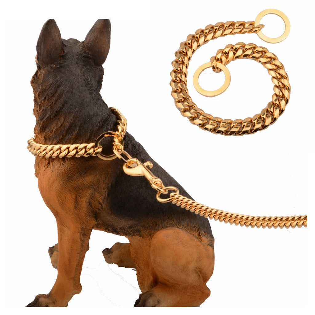 gold stainless steel dog leash