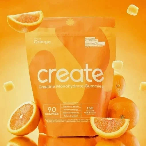 Create Creatine Monohydrate Gummies for Men & Women – Orange Flavor | Strength, Focus & Recovery | 90 Count