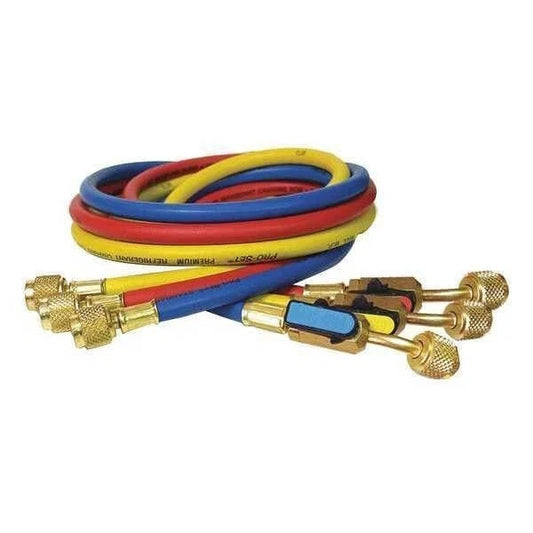 Pro-Set HP5E 5ft HVAC Charging Hose Set 800 PSI Blue Red Yellow