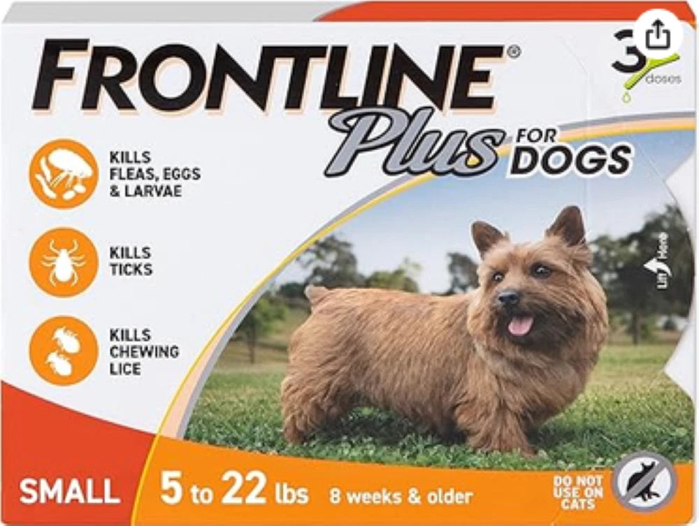 Frontline Plus Flea and Tick Treatment for Dogs 5-22 lbs, 6 Month Supply