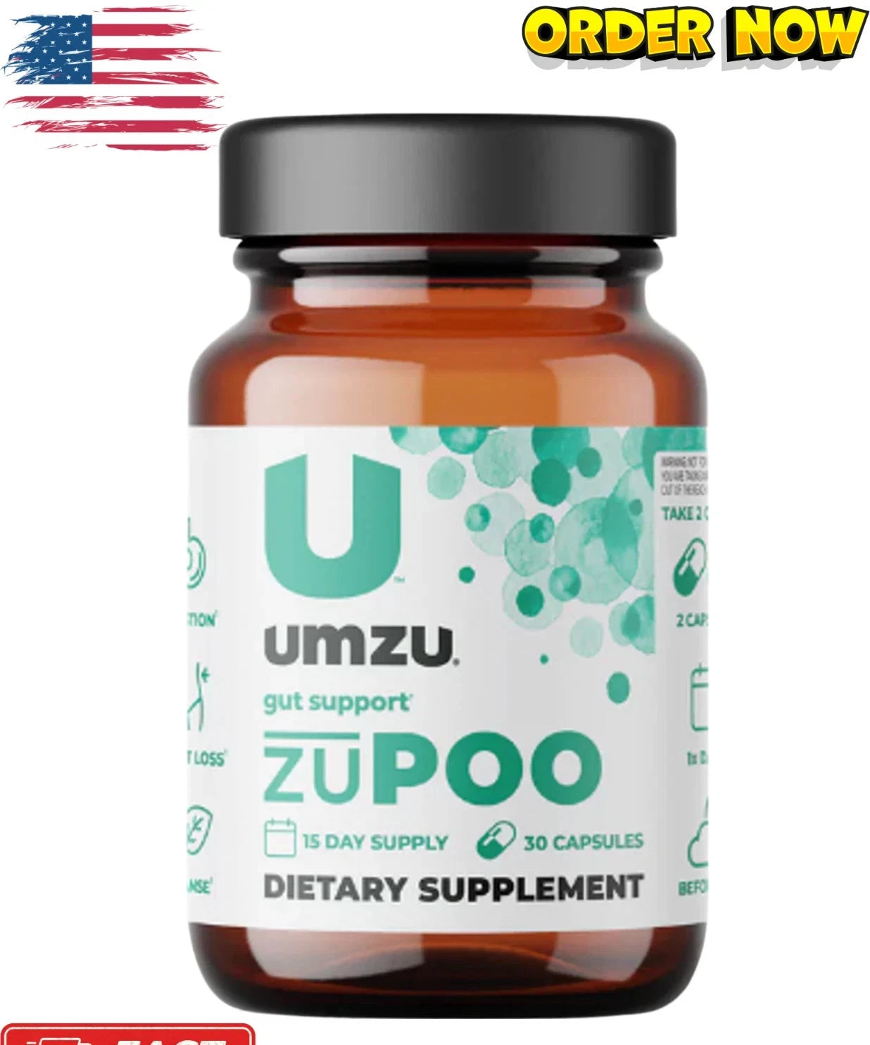 UMZU zuPOO - Colon Cleanse and Gut Support, Dietary Supplement New. 30 capsules