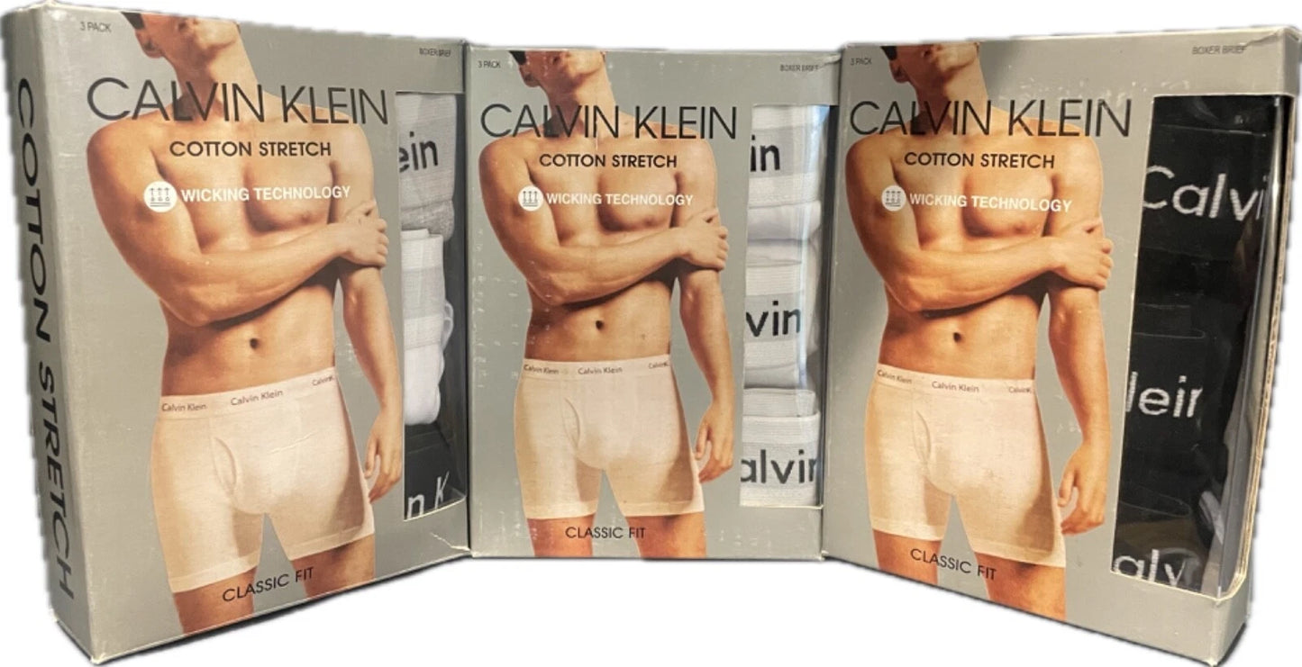Men's Cotton Stretch 3-Pack Trunks – Black/White/Grey Underwear Multipack