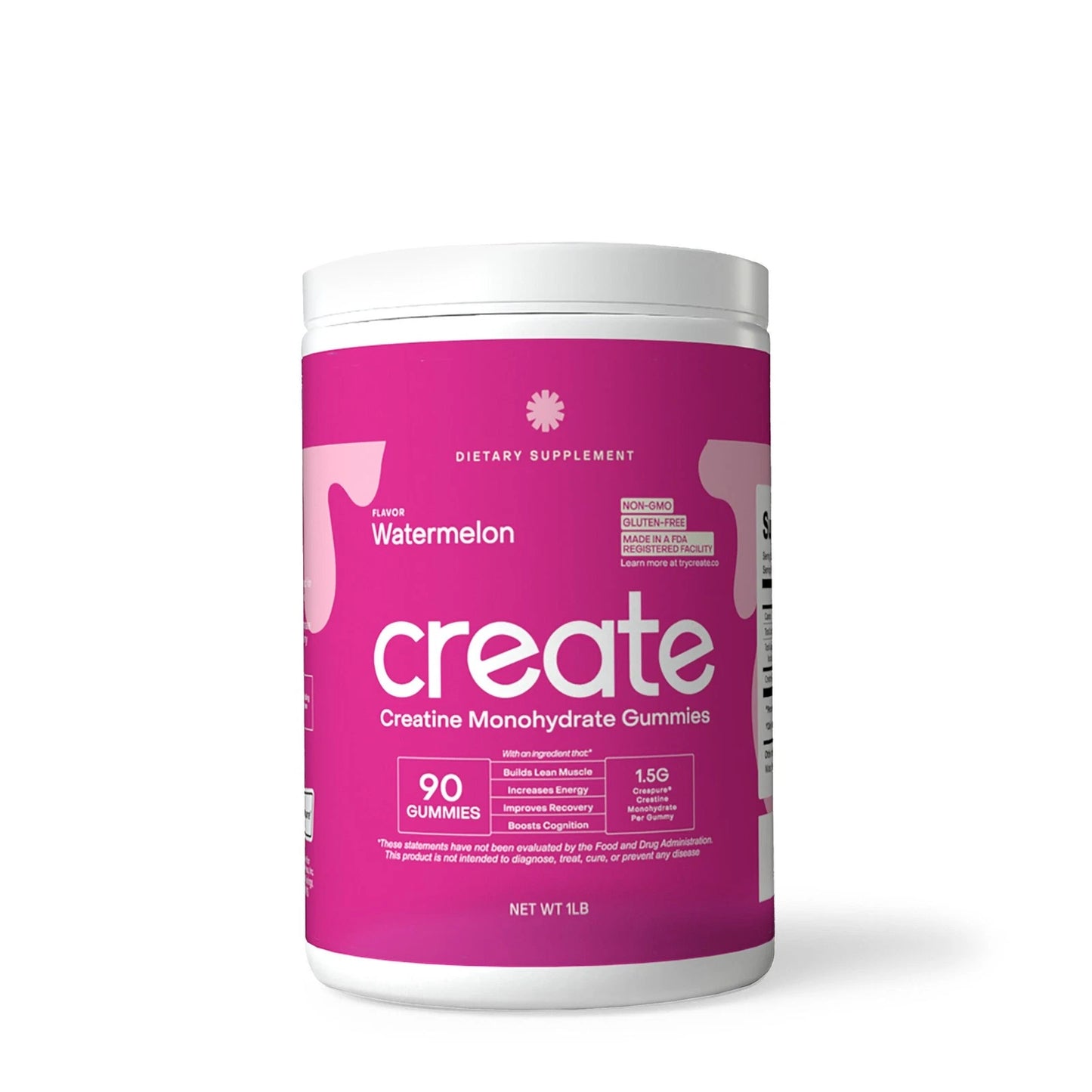 Create Creatine Monohydrate Gummies – Watermelon Flavor | Muscle Strength, Recovery & Focus | 90 Gummies (30 Servings)