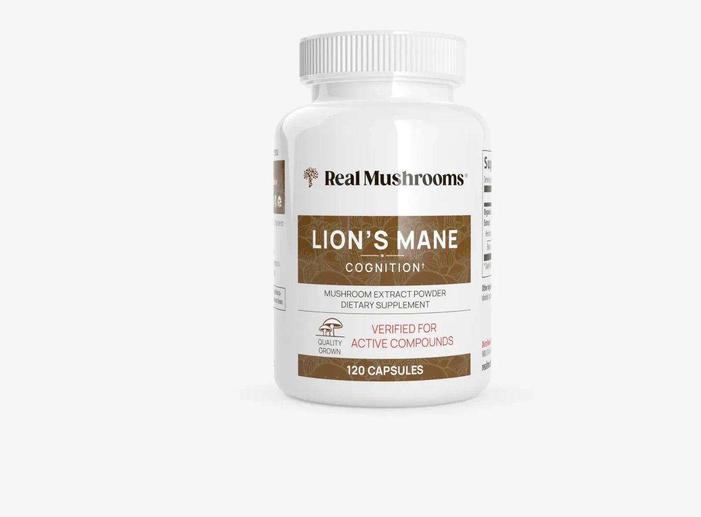 Real Mushrooms Organic Lion's Mane Mushroom Capsules – Cognitive & Immune Support | 120 Count