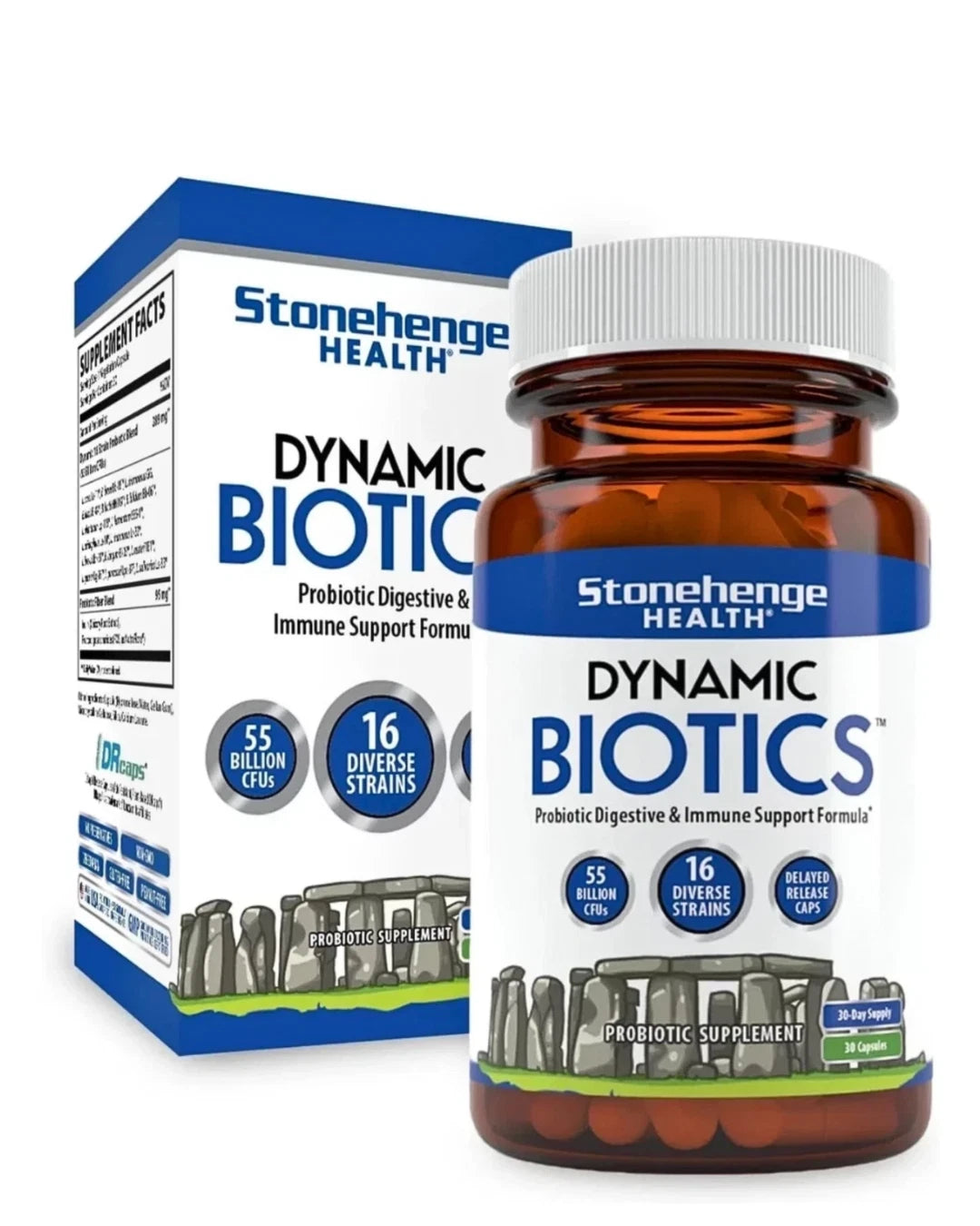 Stonehenge Health Dynamic Biotics Probiotic, 55 Billion CFU – 16 Strains for Gut, Digestive & Immune Support