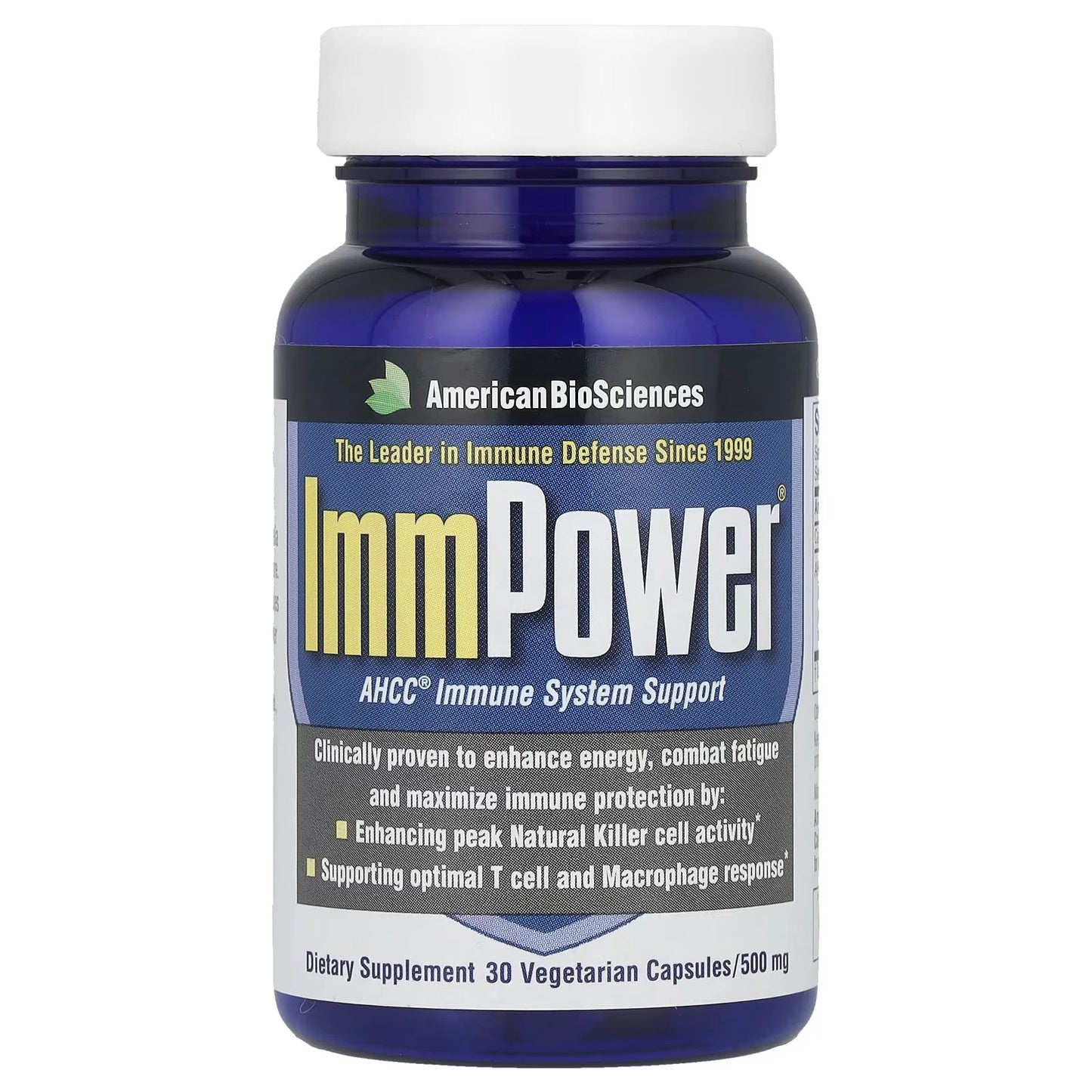 American Biosciences ImmPower AHCC Immune Support Supplement – 500mg | 30 Vegetarian Capsules