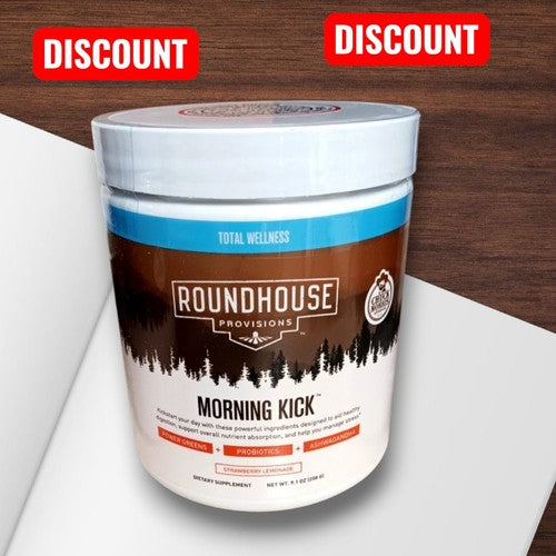 Round House Morning Kick by Chuck Norris – Green Superfoods Powder with Ashwagandha, Collagen & Probiotics | 30 Servings