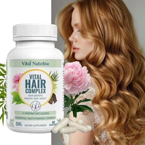 Vital Hair Complex – Biotin & Vitamin B Hair Vitamins for Women & Men, 60 Vegecaps