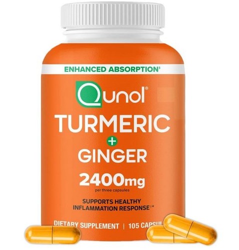 Qunol Turmeric Curcumin 2400mg w/ Black Pepper & Ginger | 105 Ct