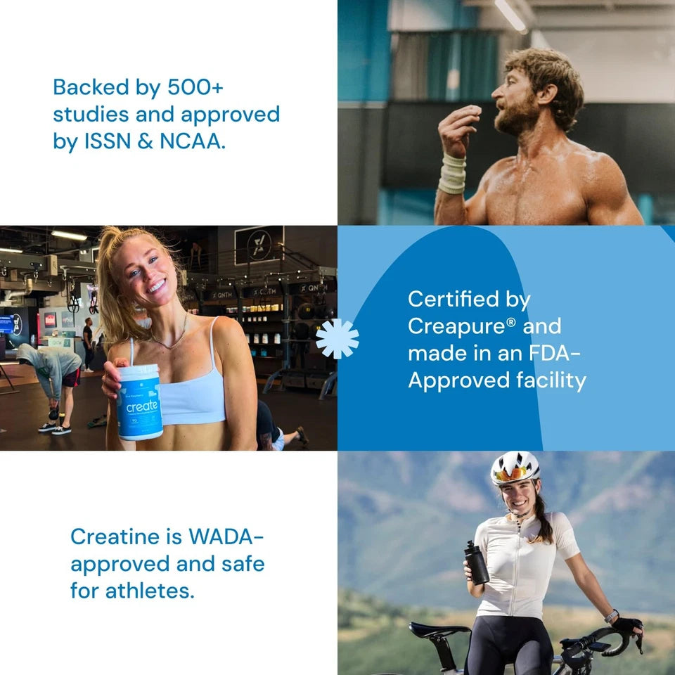 Create Creatine Monohydrate Gummies – Blue Raspberry | Focus, Strength & Endurance | Vegan | 90ct (30 Servings)