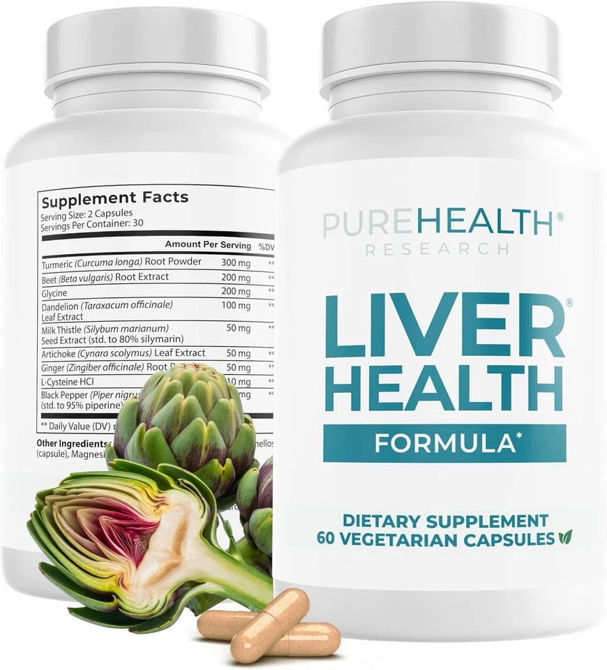 PUREHEALTH RESEARCH Liver Health â€“ Liver Cleanse Detox & Repair with Artichoke 60 capsules
