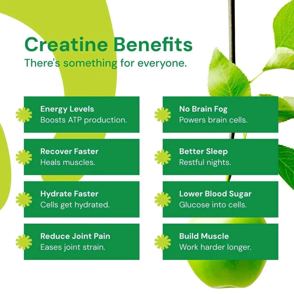 Create Creatine Monohydrate Gummies for Men & Women – Sour Green Apple | Strength, Focus & Endurance | Vegan | 90ct (30 Servings)