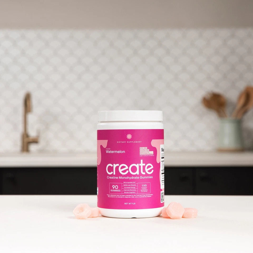 Create Creatine Monohydrate Gummies – Watermelon Flavor | Muscle Strength, Recovery & Focus | 90 Gummies (30 Servings)