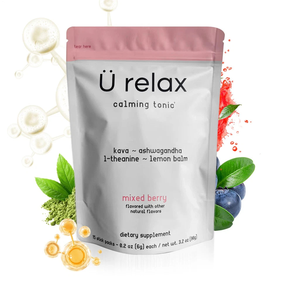 U Relax Calming Tonic Mixed Berry Flavor Stress Relief & Relaxation Drink Supplement 15 Packets