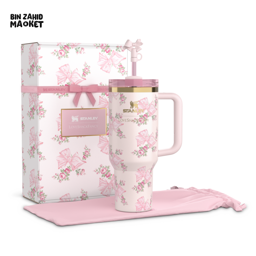 STANLEY X LOVE SHACK FANCY TUMBLER QUENCHER 40OZ - BEAUX PINK (GIFT BOX)